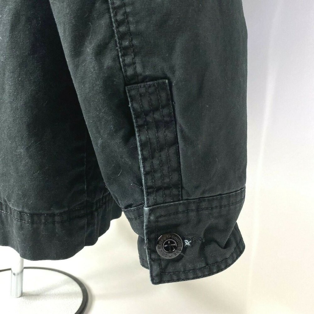 Converse One Star Black Jacket Quilted Lined Zip Snap Front Coat Size XS - Picture 6 of 10